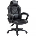 HOMCOM Biuro kėdė Masažinė kėdė su 6 vibracijos taškais Ergonomiška žaidimų kėdė su šildymo funkcija Dirbtinė oda Juoda 68 x 69 x 108-117cm