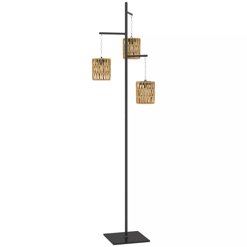 Saulės stovas Rattan saulės lempos su šviesos jutikliu 3 šviesos Automatinis boho stiliaus IP44 Apsaugotas nuo purslų