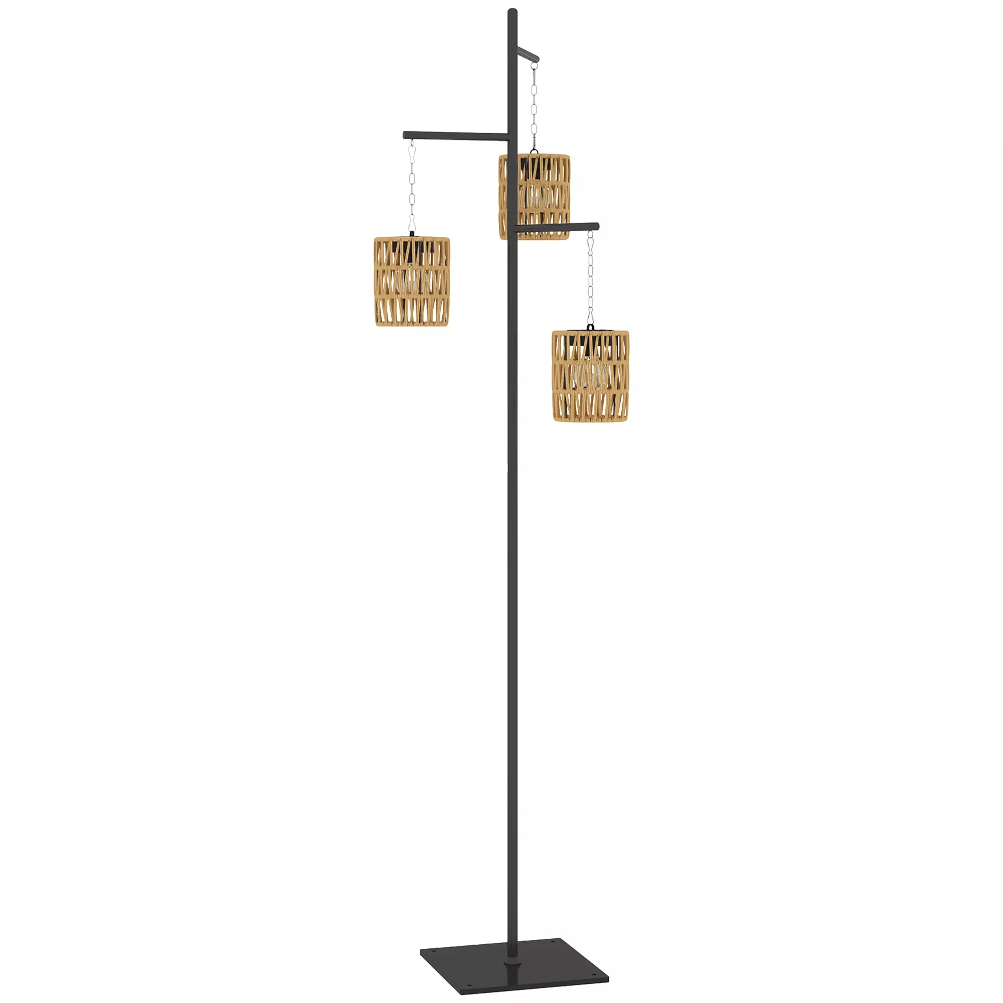 Saulės stovas Rattan saulės lempos su šviesos jutikliu 3 šviesos Automatinis boho stiliaus IP44 Apsaugotas nuo purslų