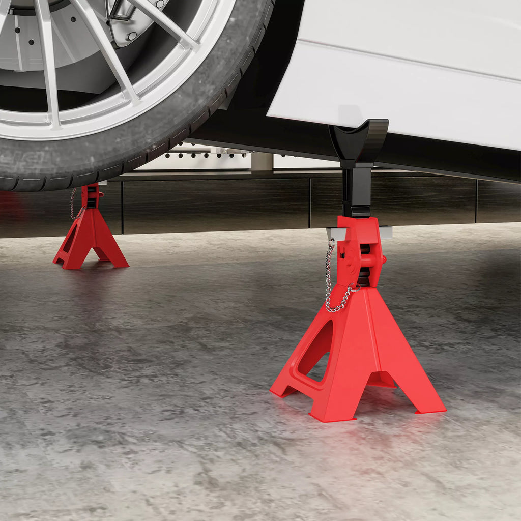 Atraminiai stovai automobiliui, 3 tonų, 2 vnt., raudoni