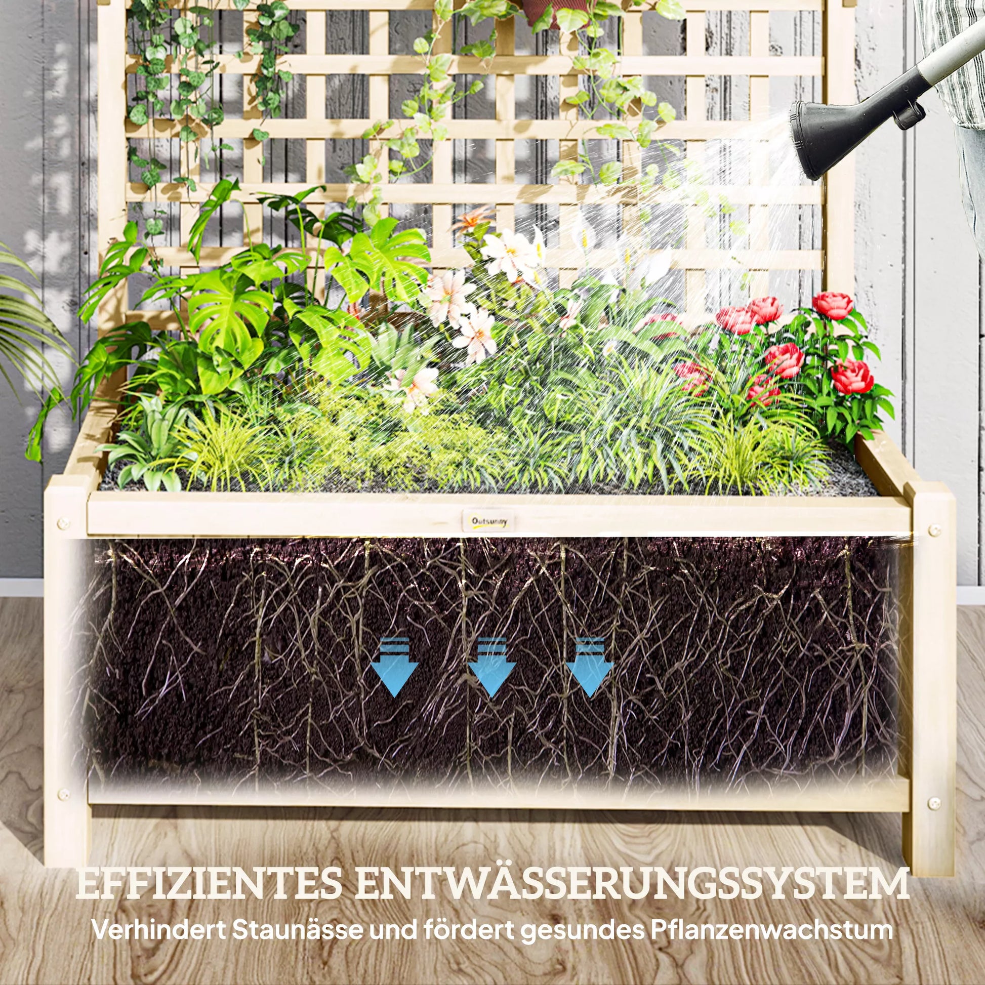 Pakelta lysvė, su grotelėmis ir stogeliu, medis, 90x45x183 cm, natūralaus medžio