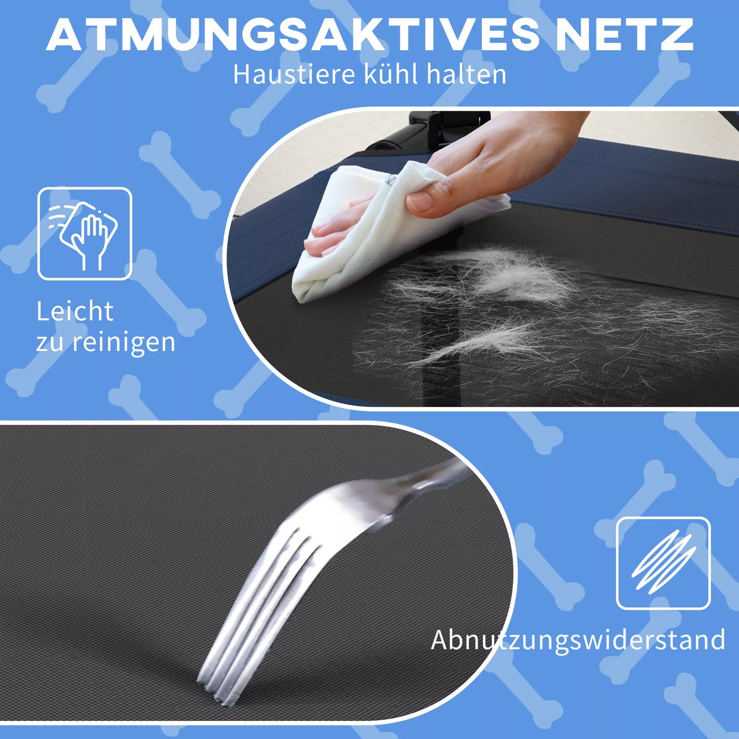 Šunų guolis su stogeliu, kvėpuojantis, atsparus vandeniui, iki 20 kg, 76 x 61 x 69,5 cm, tamsiai mėlynas