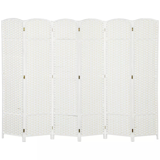 HOMCOM 6 dalių sulankstomas kambario pertvaros, privatumo ekranas, pertvara svetainei, miegamajam, namų biurui, balta