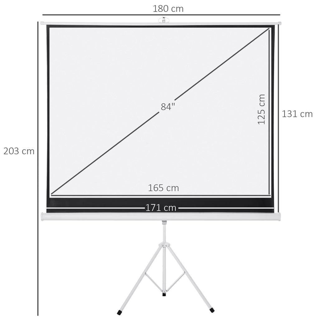 Schema su ekrano matmenimis: 180 × 125 cm, įstrižainė 84 coliai