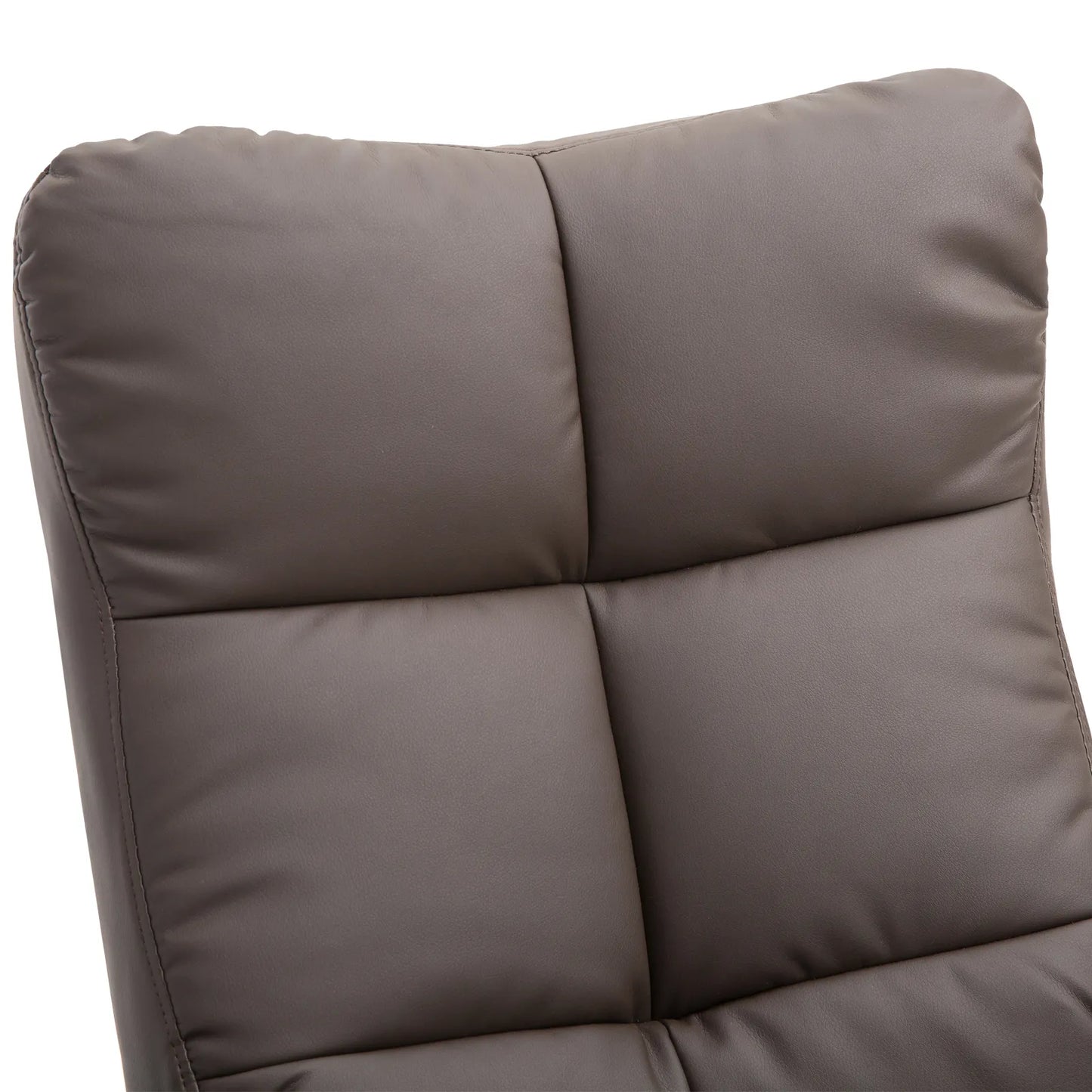 Relaksacinis krėslas su pufiku, 360° pasukamas TV krėslas su gulėjimo funkcija, skaitymo krėslas miegamajam, svetainei, dirbtinė oda, ruda