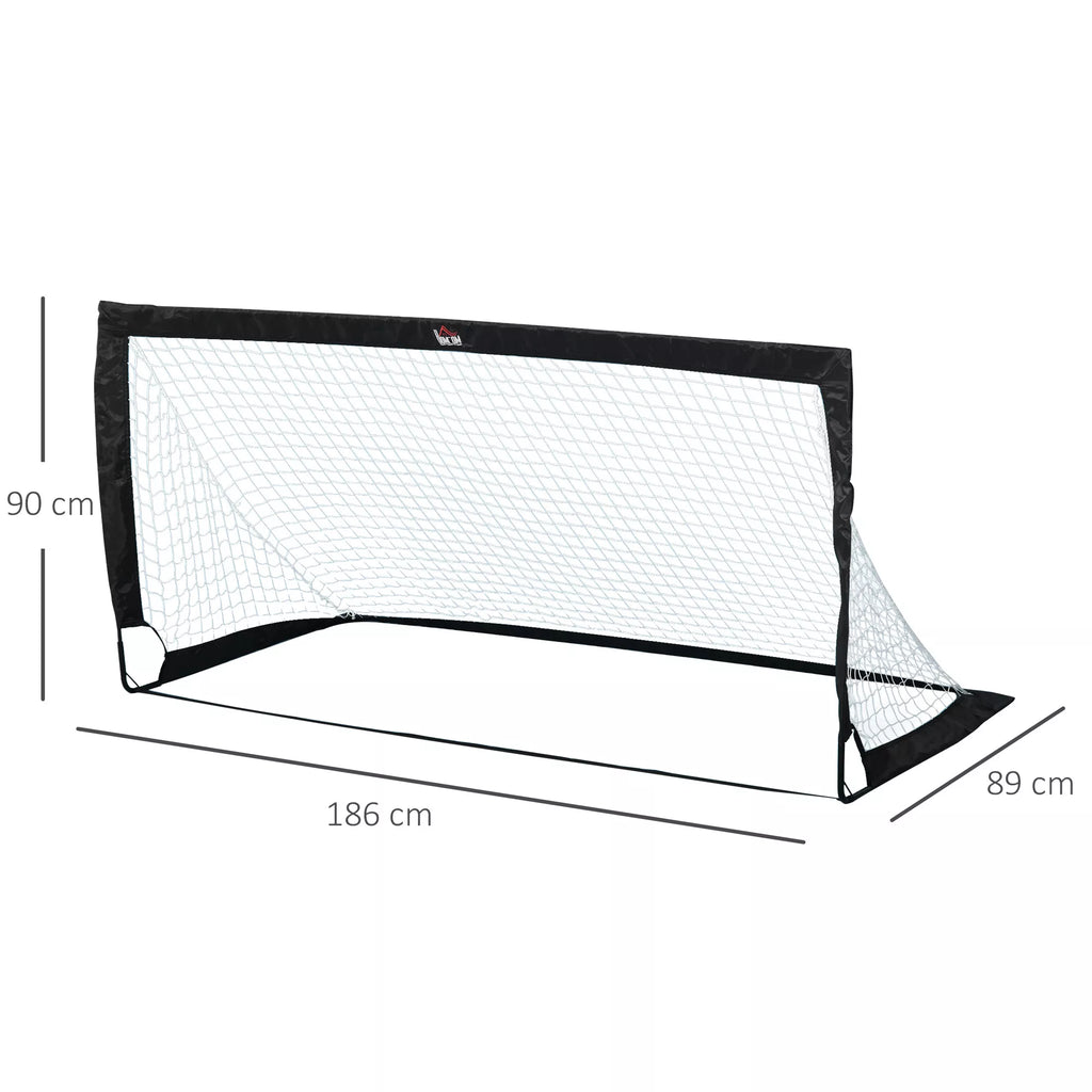 Futbolo vartai 183 x 90 x 90 cm su krepšiu, 2 vnt., juodi