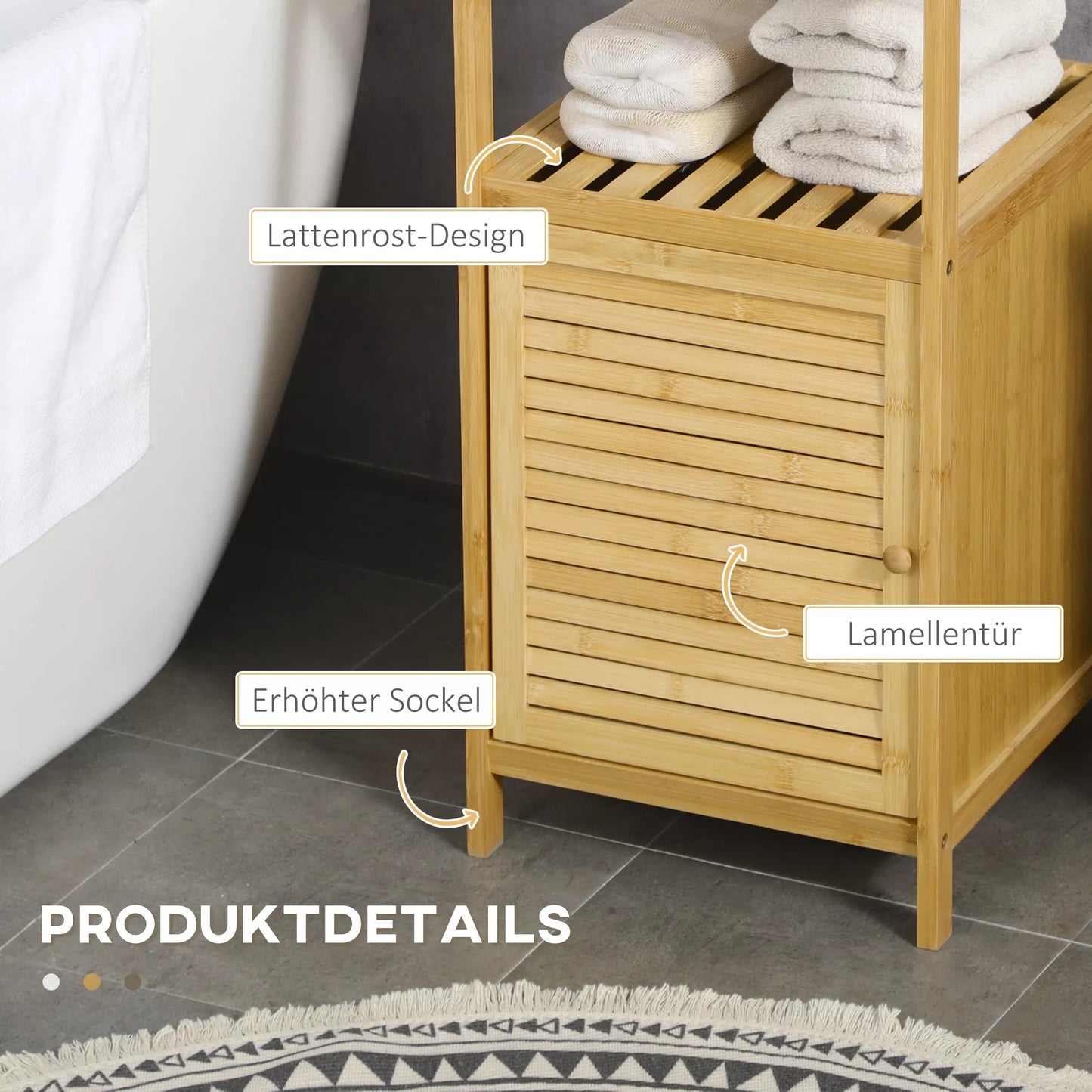 Vonios spintelė lentyna, bambukas, 1 lentyna, 1 spintelė, 33 cm x 36,5 cm x 67 cm, natūrali spalva