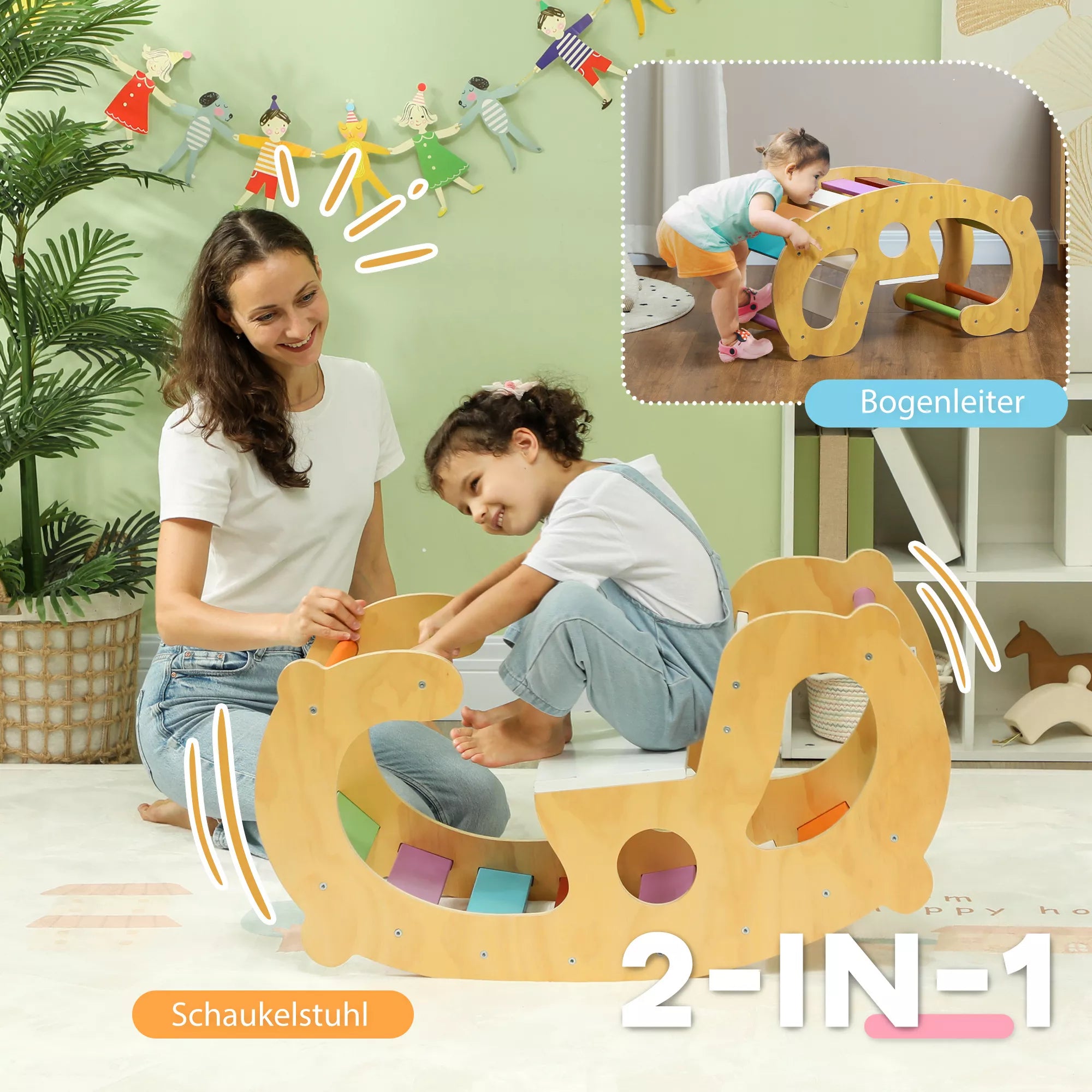 Lauko žaidimų aikštelė ir sūpynės, 2-in-1, pušies mediena, 91x41x48 cm, vaikams nuo 18-48 mėnesių