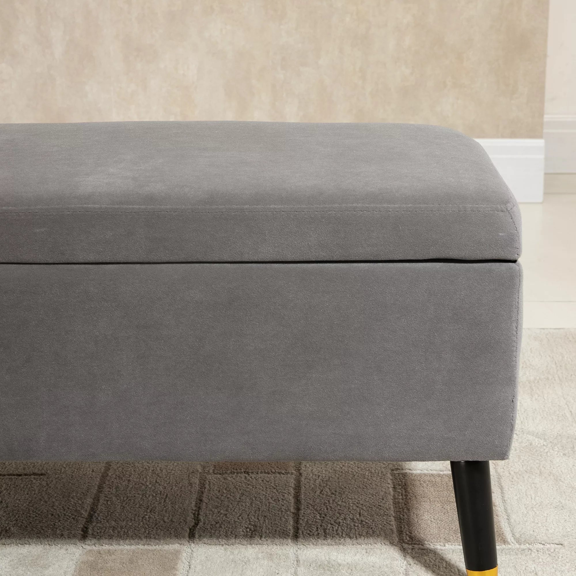Sėdimoji sofa, minkšta sofa su daiktų laikymo vieta, skrynia-soda, metalas, putplastis, kaučiukmedis, anglies pilka, 110 x 43 x 45 cm