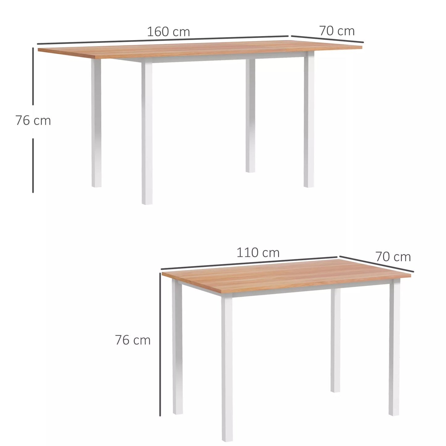Valgomojo stalas 6 žmonėms, virtuvės stalas, prailginamas, rudas + baltas