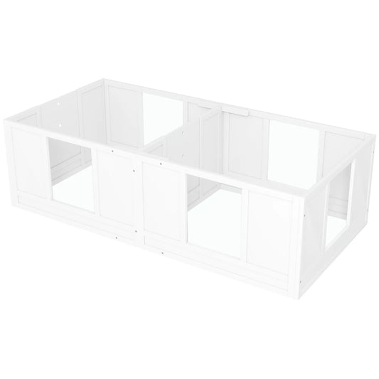 Šuniukų aptvaras šunims, su permatomomis panelėmis, 2 skyrių dizainas, mažiesiems šunims