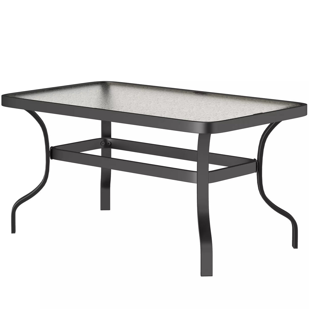Staliukas iš grūdinto stiklo Kavos staliukas Staliukas su banguotu dizainu, suapvalintais kampais Balkono staliukas 95x55 cm Juodas