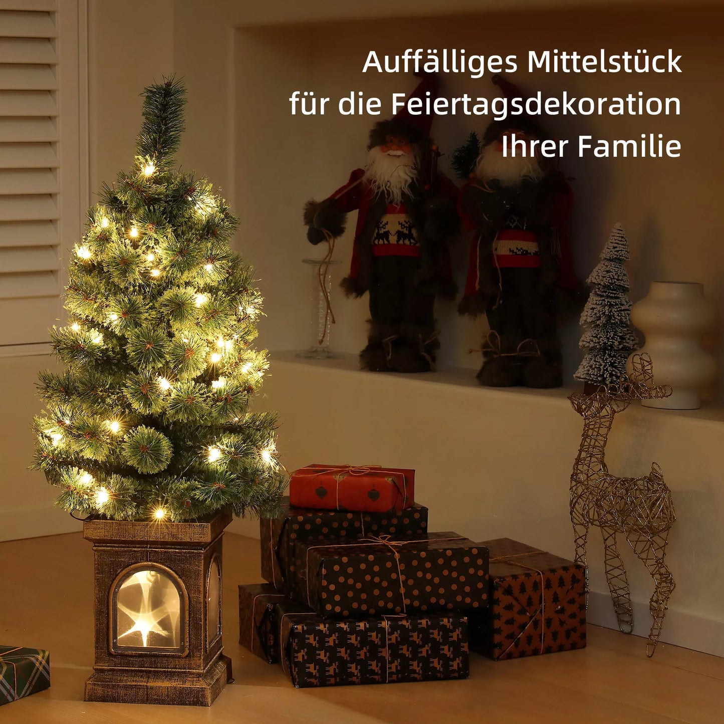 Kalėdų eglutė, natūrali išvaizda, su integruotais LED, pritemdoma, 8 režimai, 45 x 90 cm, žalia