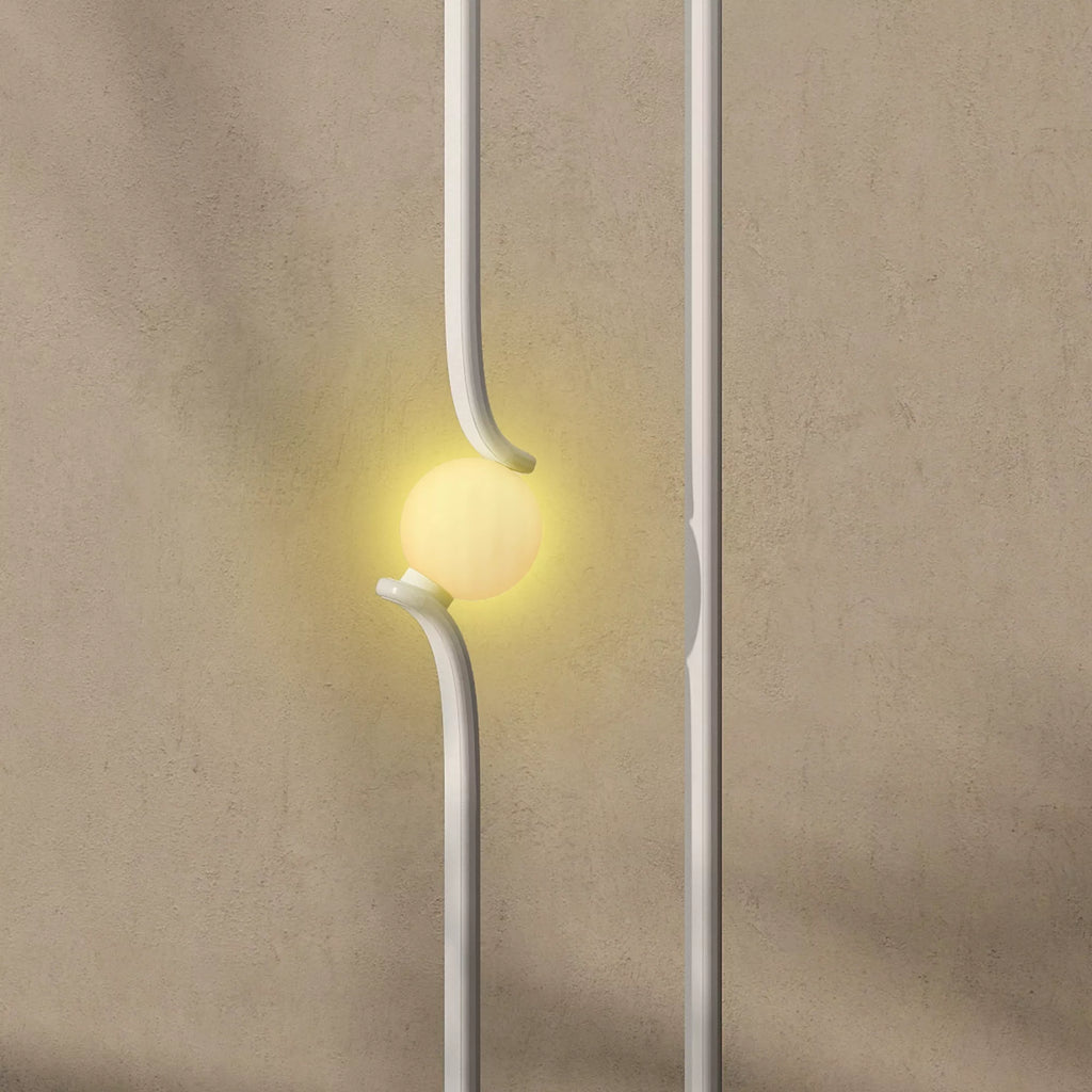 LED grindinis šviestuvas, muzikinių natų dizainas, stiklinis gaubtas, metalas, plastikas, baltas