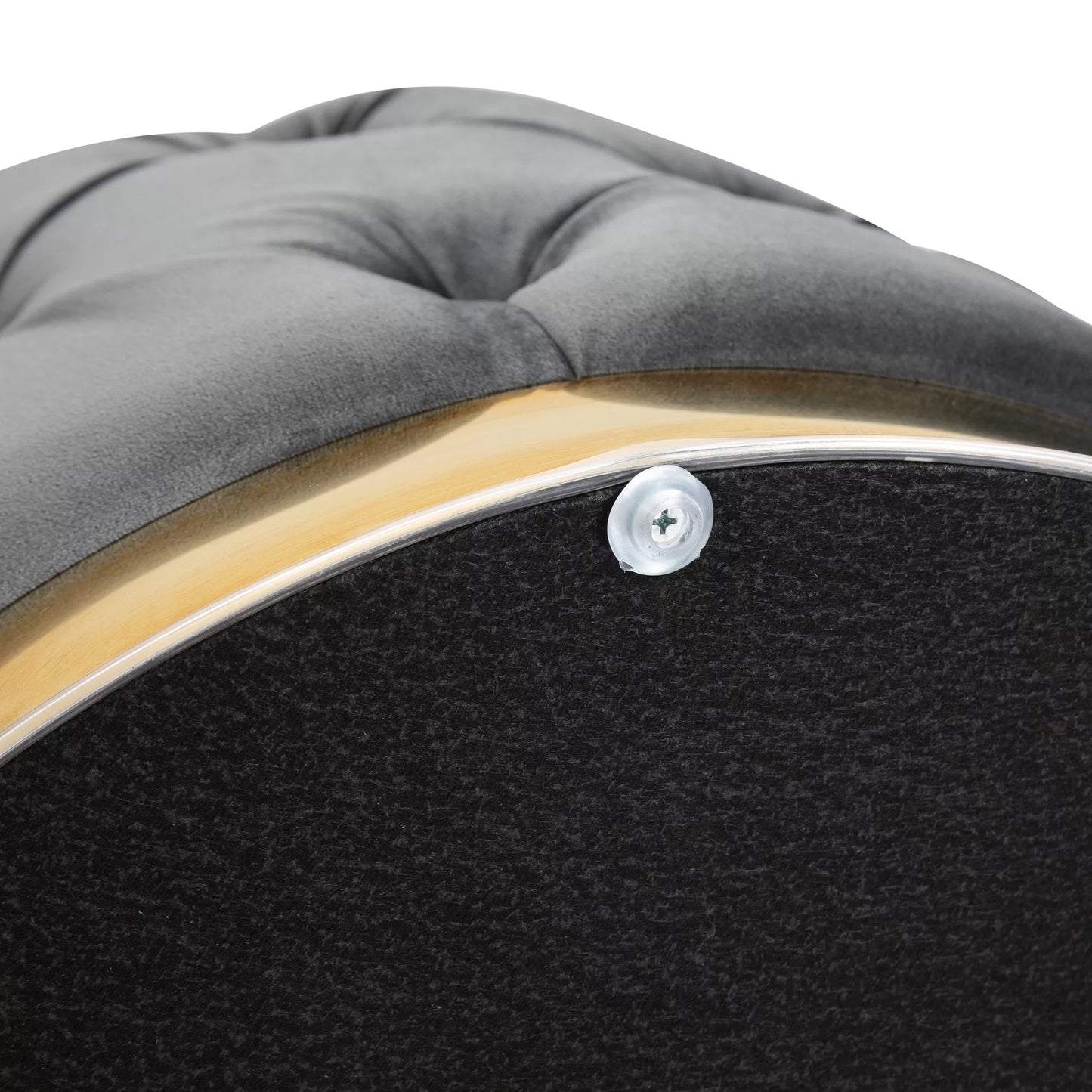 Vintažinis pufas, sėdima taburetė, skrynelė su vieta daiktams, paminkštinta kojų taburetė, metalas, putplastis, anglies pilkumo, 55 x 55 x 42 cm