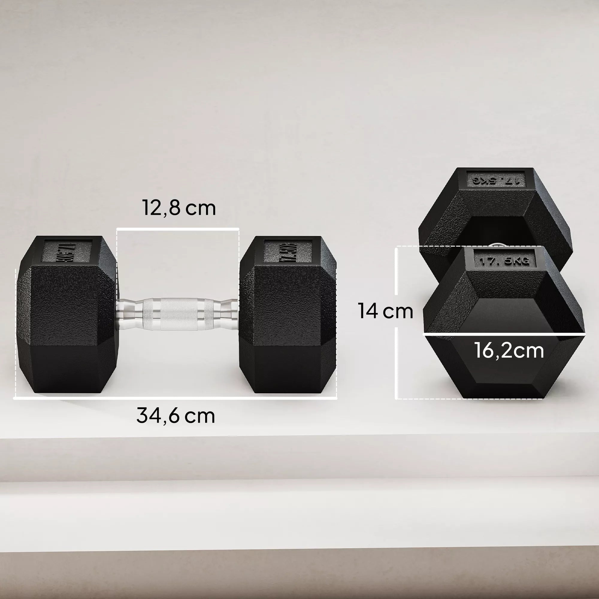 Hantelių rinkinys 35 kg, 2 x 17,5 kg, juodos spalvos