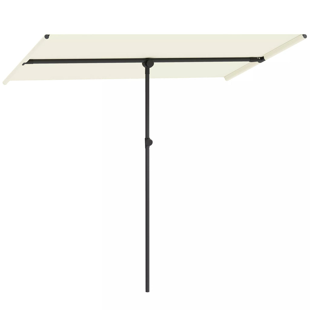 Saulės skėtis, pasukamas 180 laipsnių, reguliuojamo aukščio, su aliuminio stiebu, 150 x 205 cm, smėlio spalvos