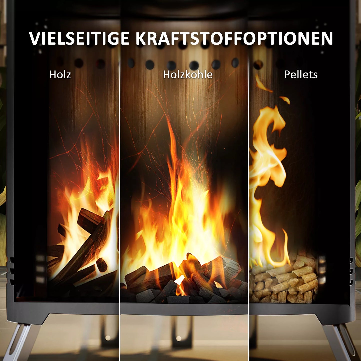 Lauko židinys Ø16x25cm, nerūdijančio plieno, su semtuvu, nekenksmingas dūmams, pilkas