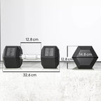 Hanteliai su rifliuotu rankenėliu, ketaus hanteliai, 2 vnt. po 12,5 kg, skirti namams, sporto salėms, jėgos treniruotėms