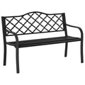 Sodo suolas 2 vietų metalinis parko suolas Suolas iki 240 kg Suolas Terasos suolas su atlošais ir porankiais Sodo baldai Ketus Juodas 128 x 58,5 x 89 cm