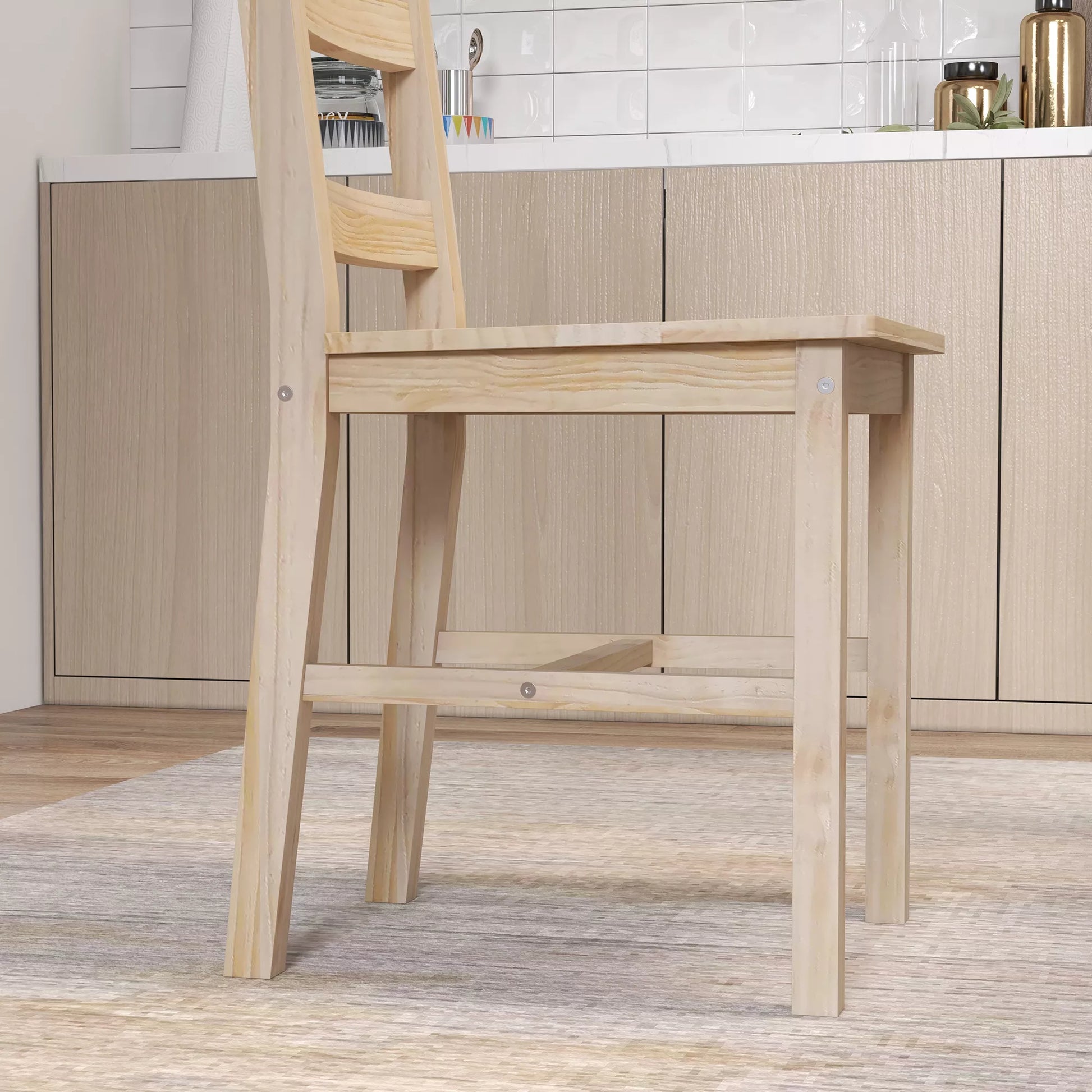 5 dalių valgomojo komplektas: valgomojo stalas su kėdėmis, masyvinio medžio, 118 cm x 73 cm x 75 cm, natūralus