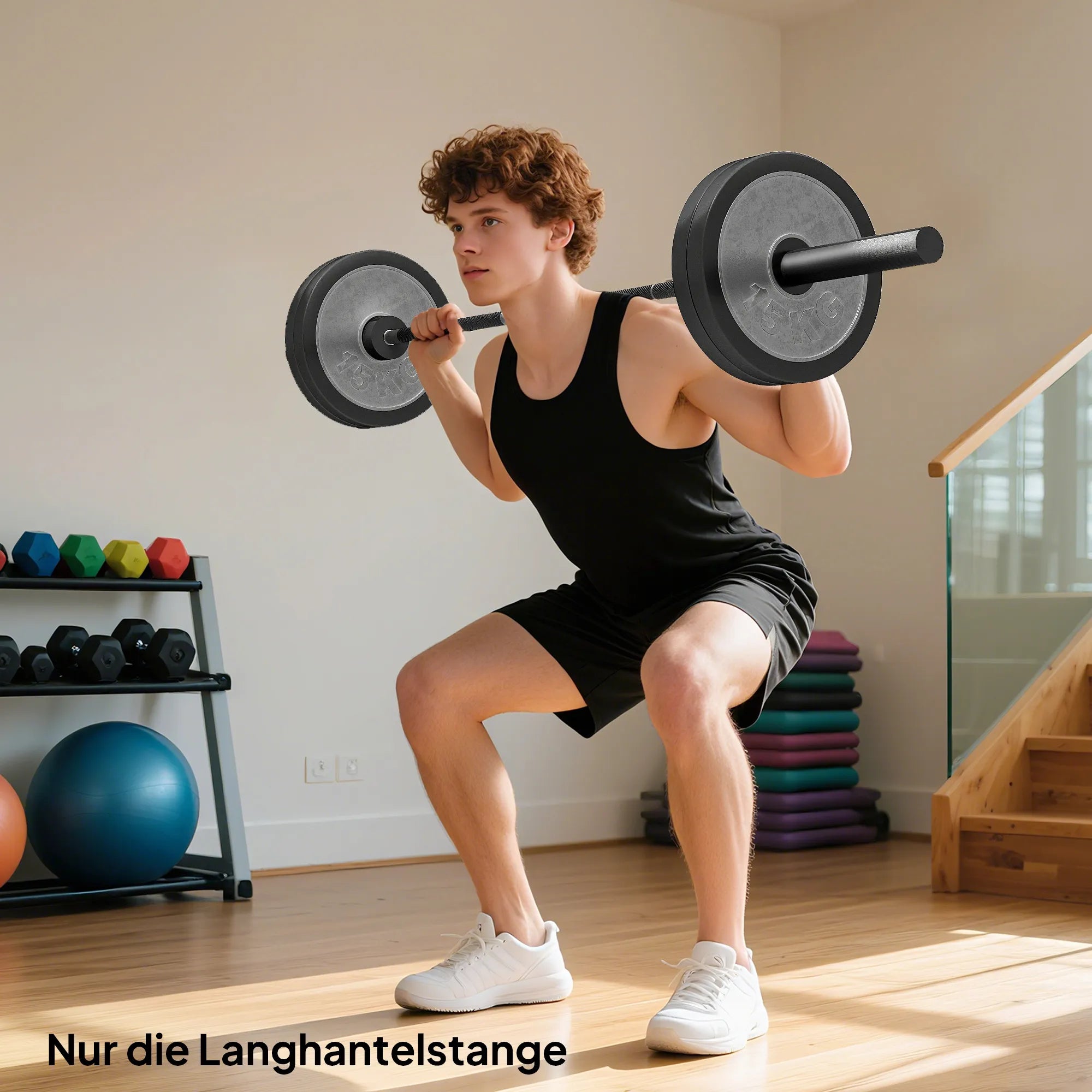 Olimpinė štanga, 180 cm, iki 200 kg, juoda