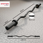 Olimpinė W formos štanga su 5 cm įvorėmis, 120 cm, juoda