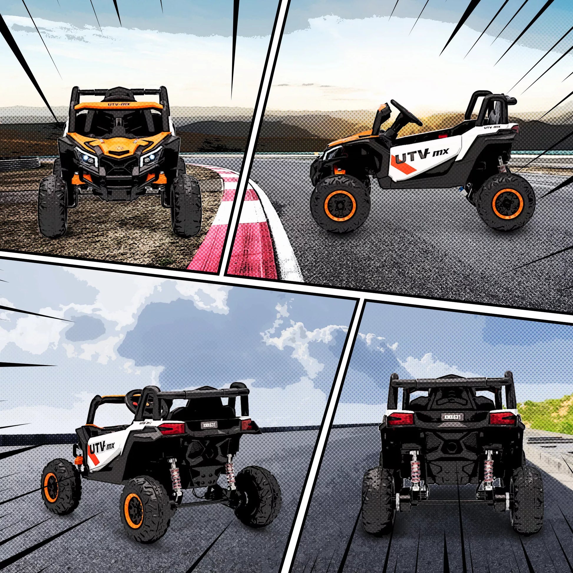 12 V elektrinis automobilis vaikams, nuotolinio valdymo funkcija, diržas, signalas, LED žibintai, USB prievadas, skirtas 3–5 metų vaikams, oranžinės spalvos