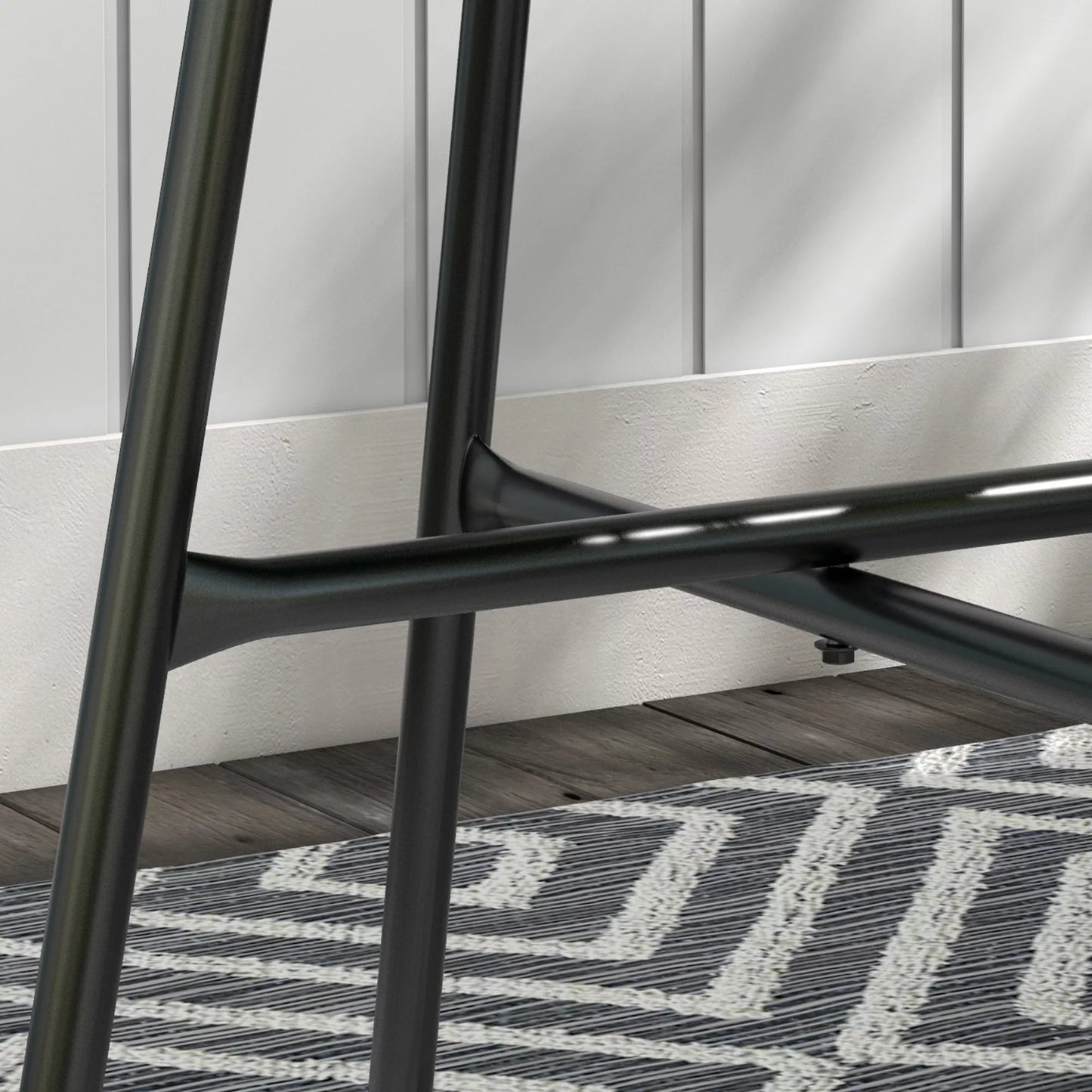 Sodo stalas Boho stiliaus lauko staliukas, PE rotangas, grūdintas stiklas, atsparus atmosferos poveikiui, 50 cm x 50 cm x 50 cm, juodas