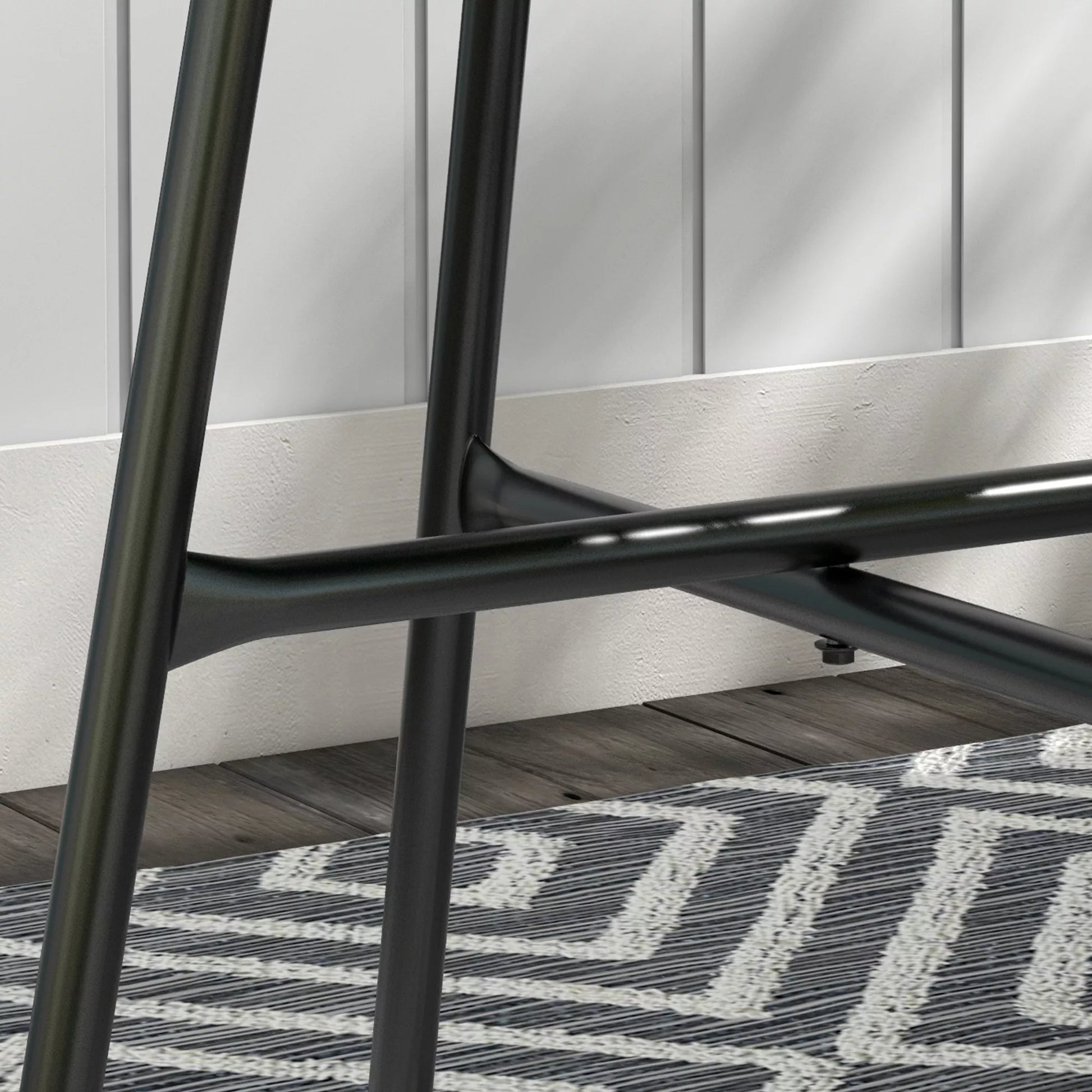 Sodo stalas Boho stiliaus lauko staliukas, PE rotangas, grūdintas stiklas, atsparus atmosferos poveikiui, 50 cm x 50 cm x 50 cm, juodas