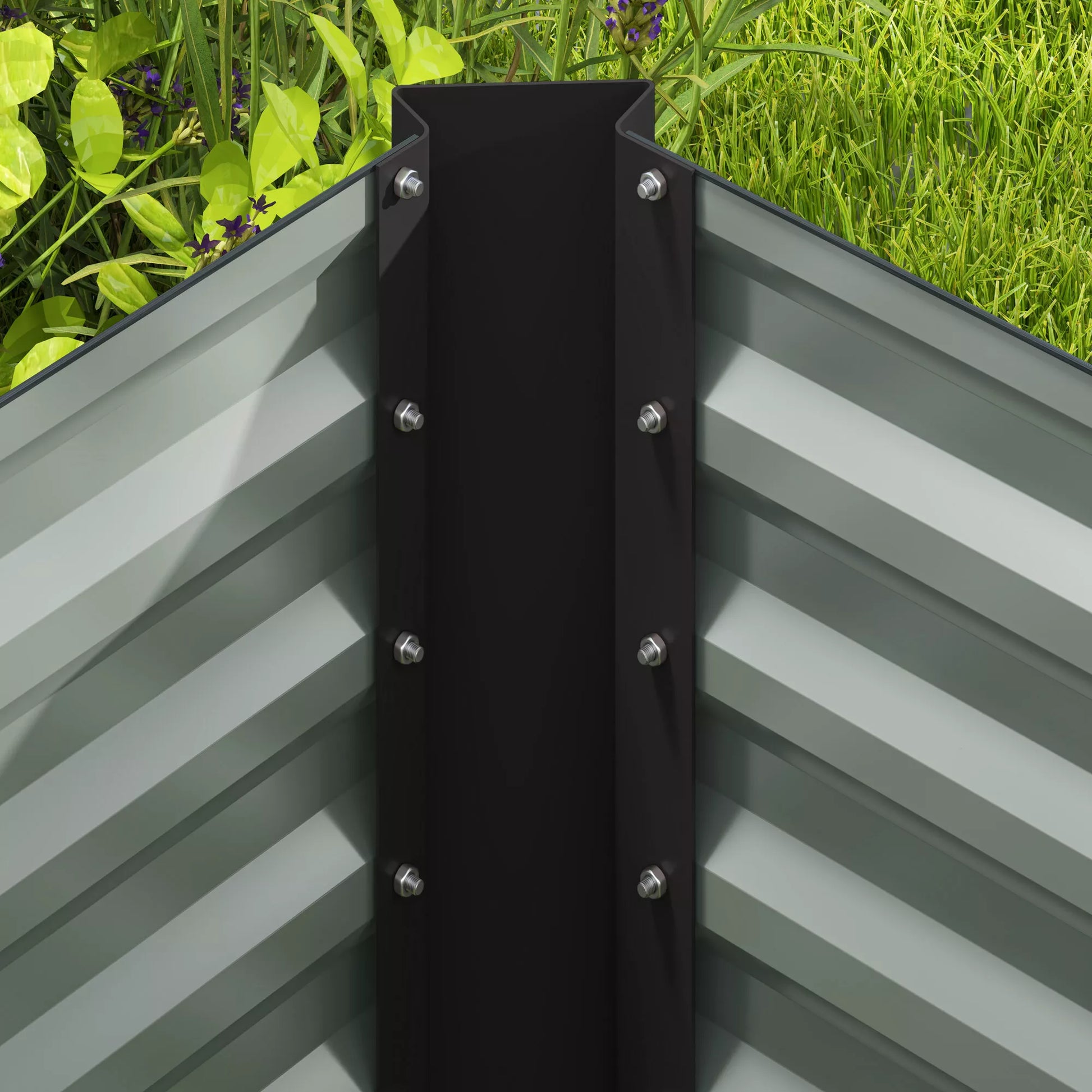 Aukštos lysvės, 2 vnt. rinkinys, gėlių dėžė, ypač gili, metalinė, 120 x 60 x 60 cm, tamsiai pilka