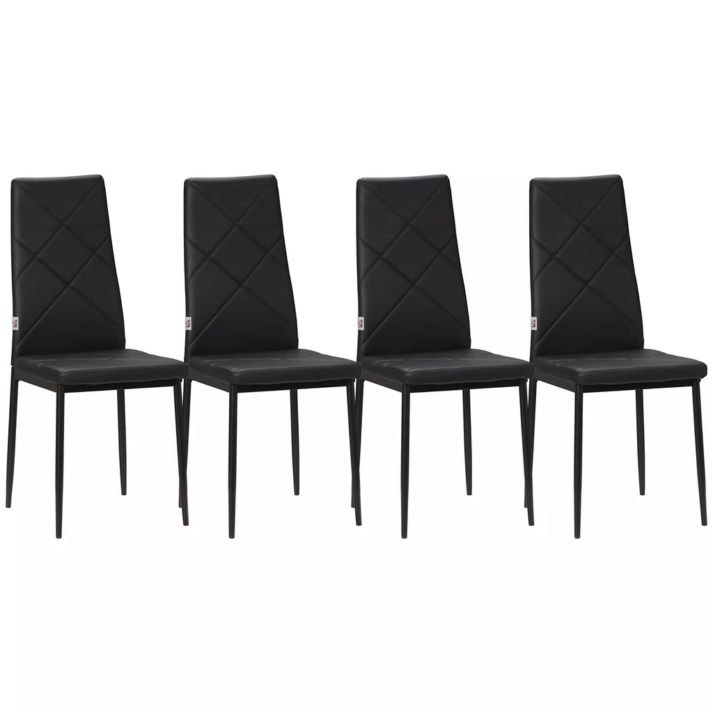 4 vnt. kėdžių rinkinys Valgomojo kėdės Virtuvės kėdės, modernus dizainas, 41 cm x 50 cm x 97 cm, juodos spalvos