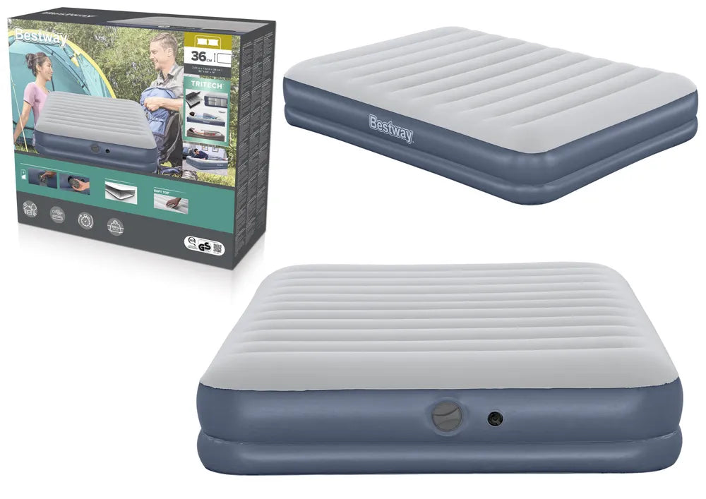 Oro čiužinys dviejų sluoksnių, 36 cm aukščio, tamsiai mėlynas