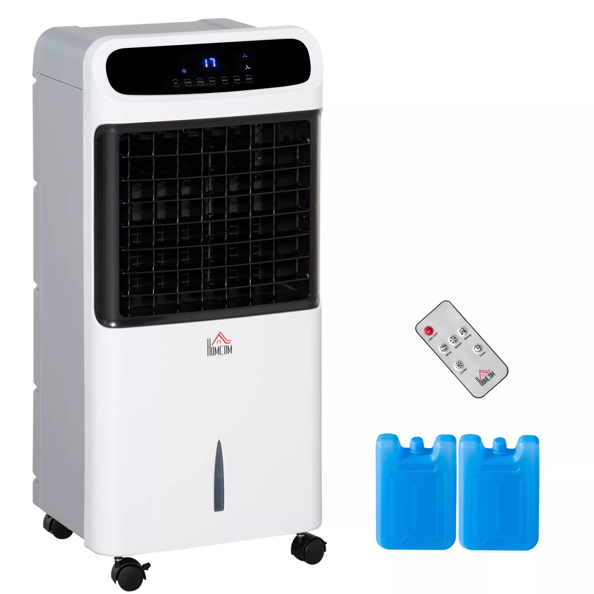 Oro kondicionierius su vandens aušinimu, nuotolinio valdymo pultu, 3 režimais, 3 greičiais, 12 val. laikmačiu, LED ekranu, 38x35x81 cm, baltas