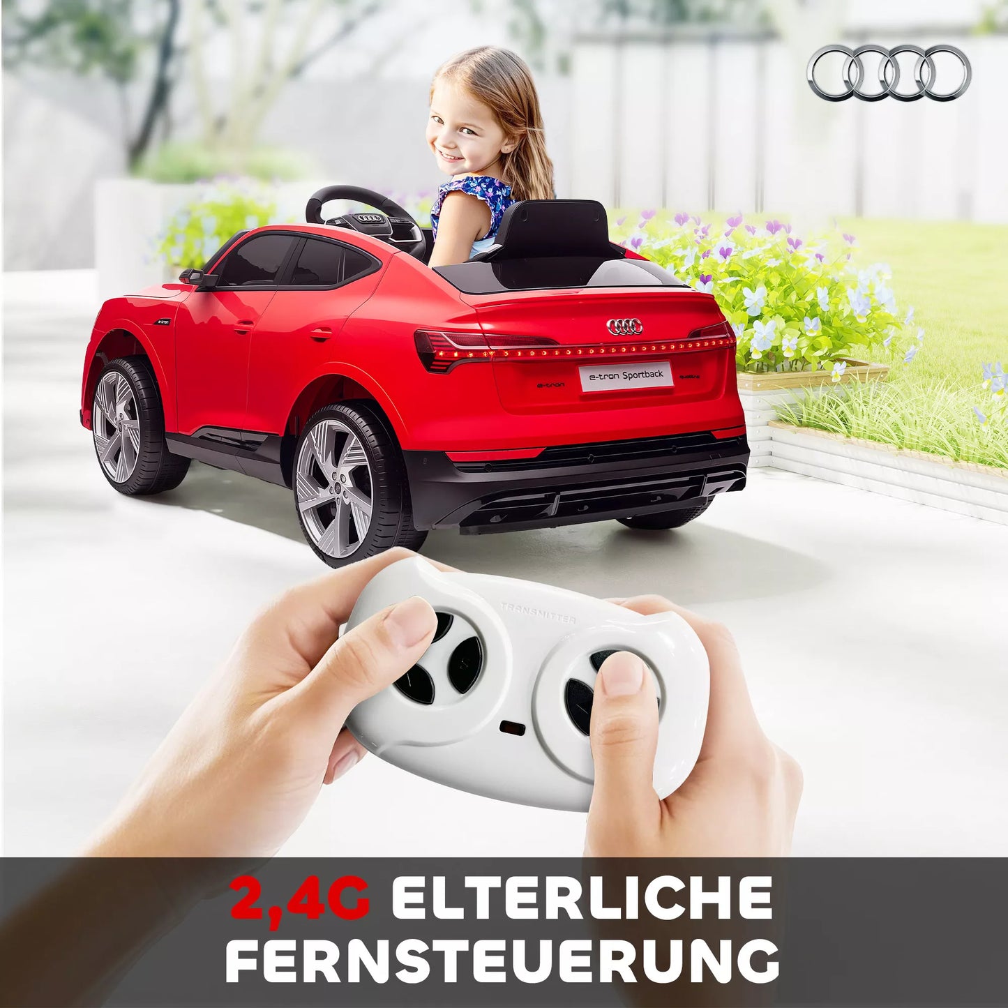 Vaikiškas elektrinis automobilis, iki 5 km/h, su saugos diržu, nuotolinio valdymo pulteliu, priekiniais žibintais, muzikos funkcija, raudonas