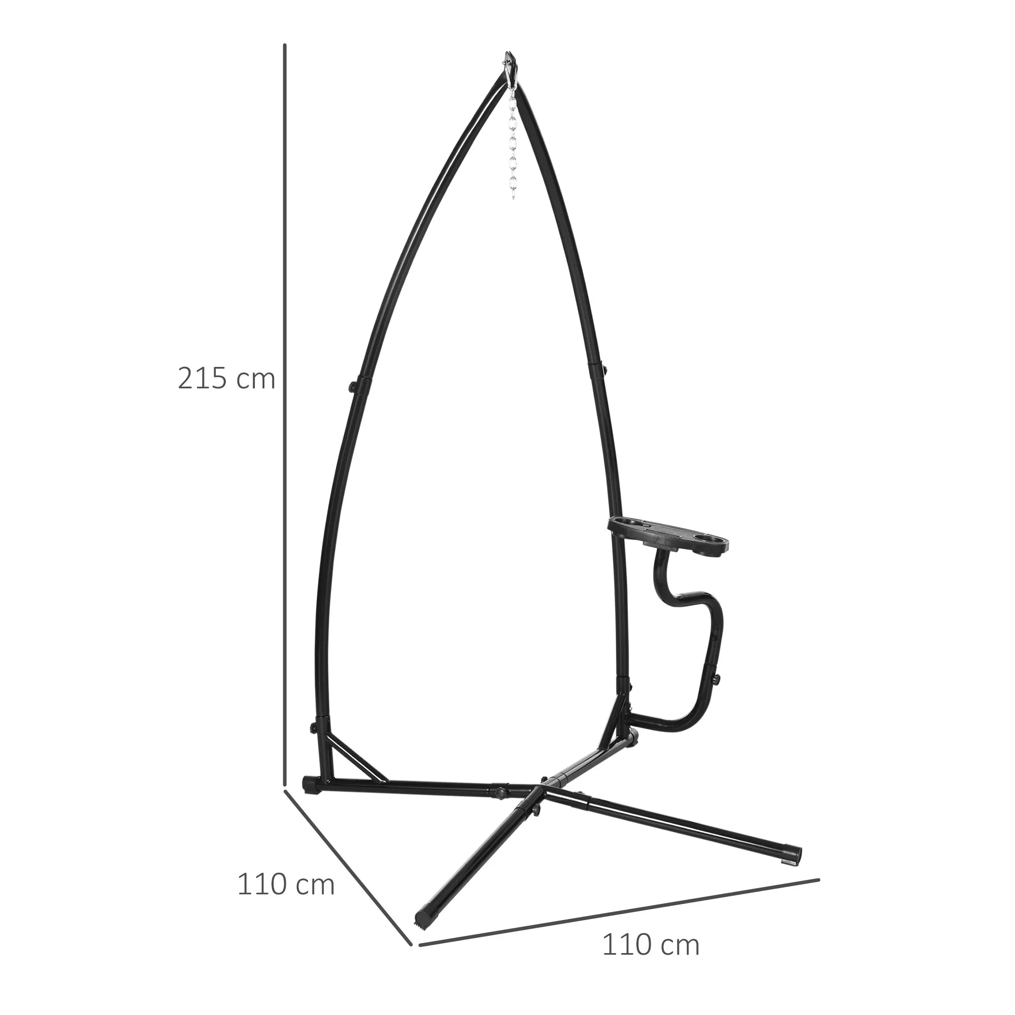 Stovas kabančiam krėslui, stabilios x-formos, metalas, iki 120kg, juodas