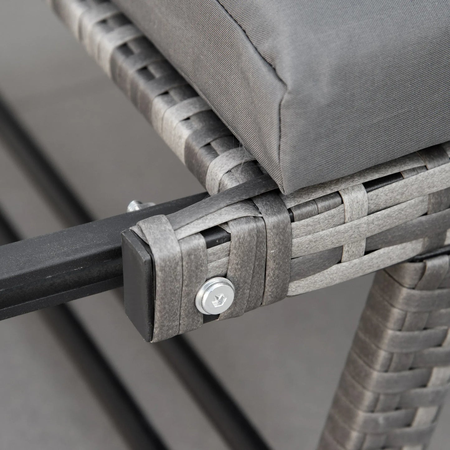 Poliratano sodo sofa 2 vietų Lauko baldai Lounge sofa Sodo suolas Sodo gultas sulankstomas Atlošai Plienas Pilka 129 x 63 x 67 cm