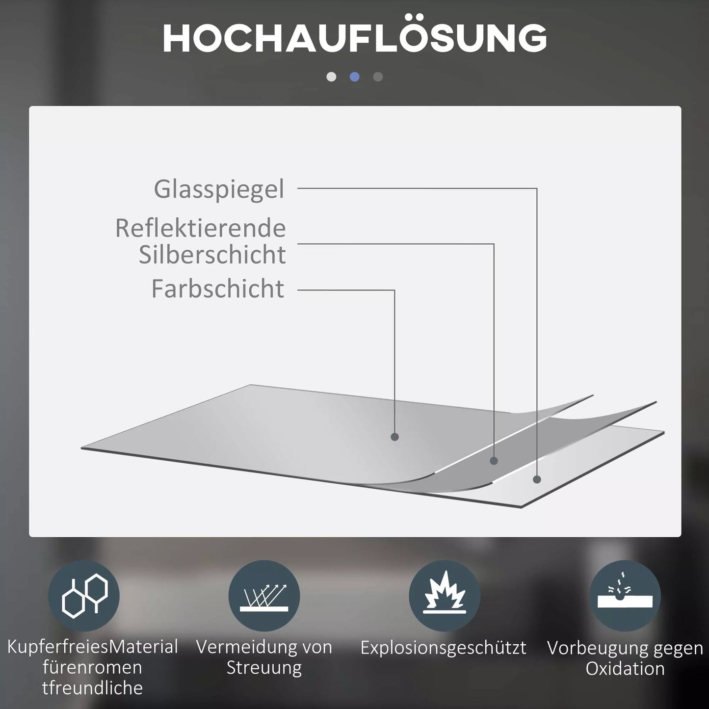 Vonios veidrodis, LED, spalvos keitimas, apsauga nuo rasojimo, jutiklinis jungiklis, IP44, Ø 60 cm, baltas