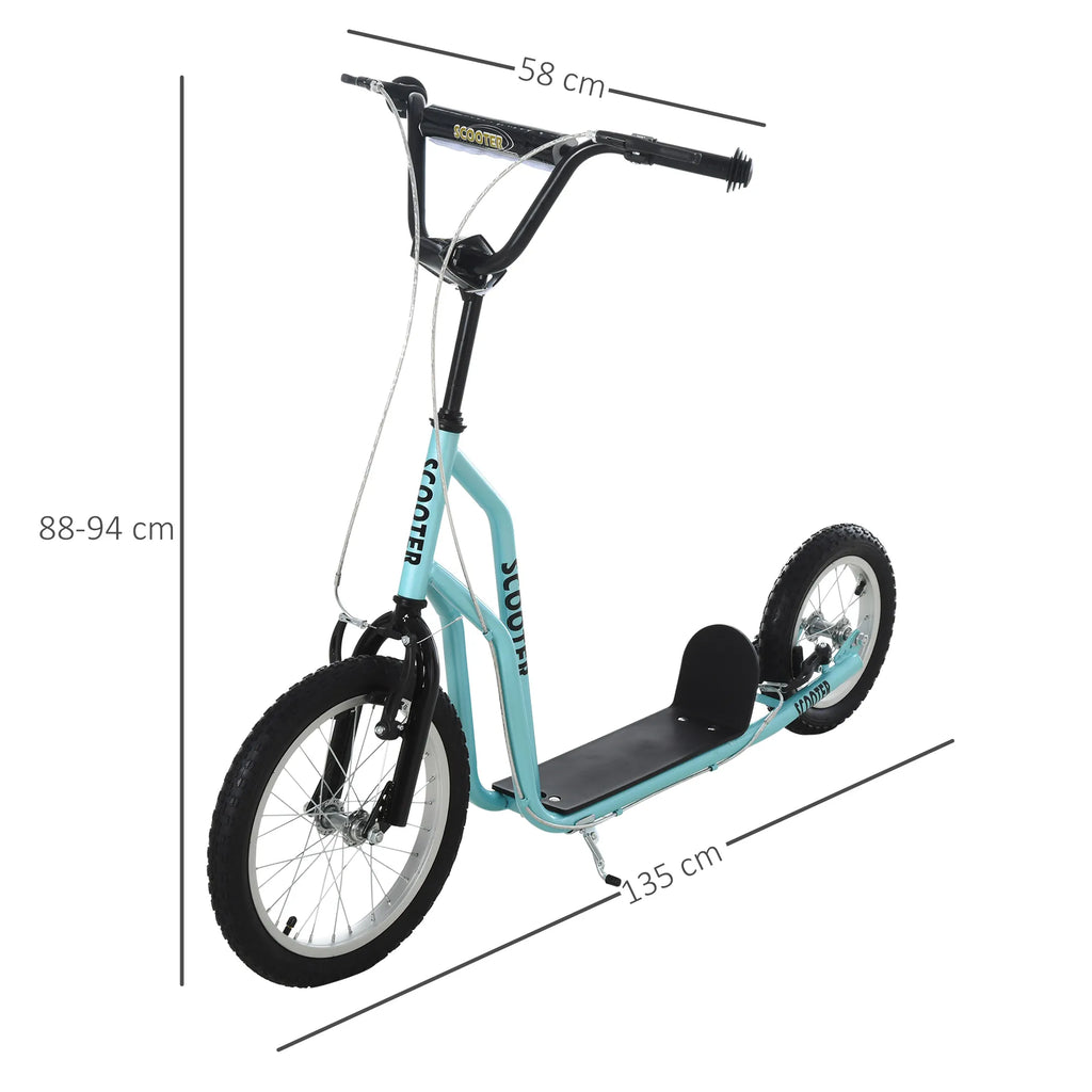 Vaikų paspirtukas nuo 5 metų Scooter Tretroller Cityroller Vaikų paspirtukas Kickboard su pneumatinėmis padangomis 16/12 colių Mėlynas 135 x 58 x 88-94 cm