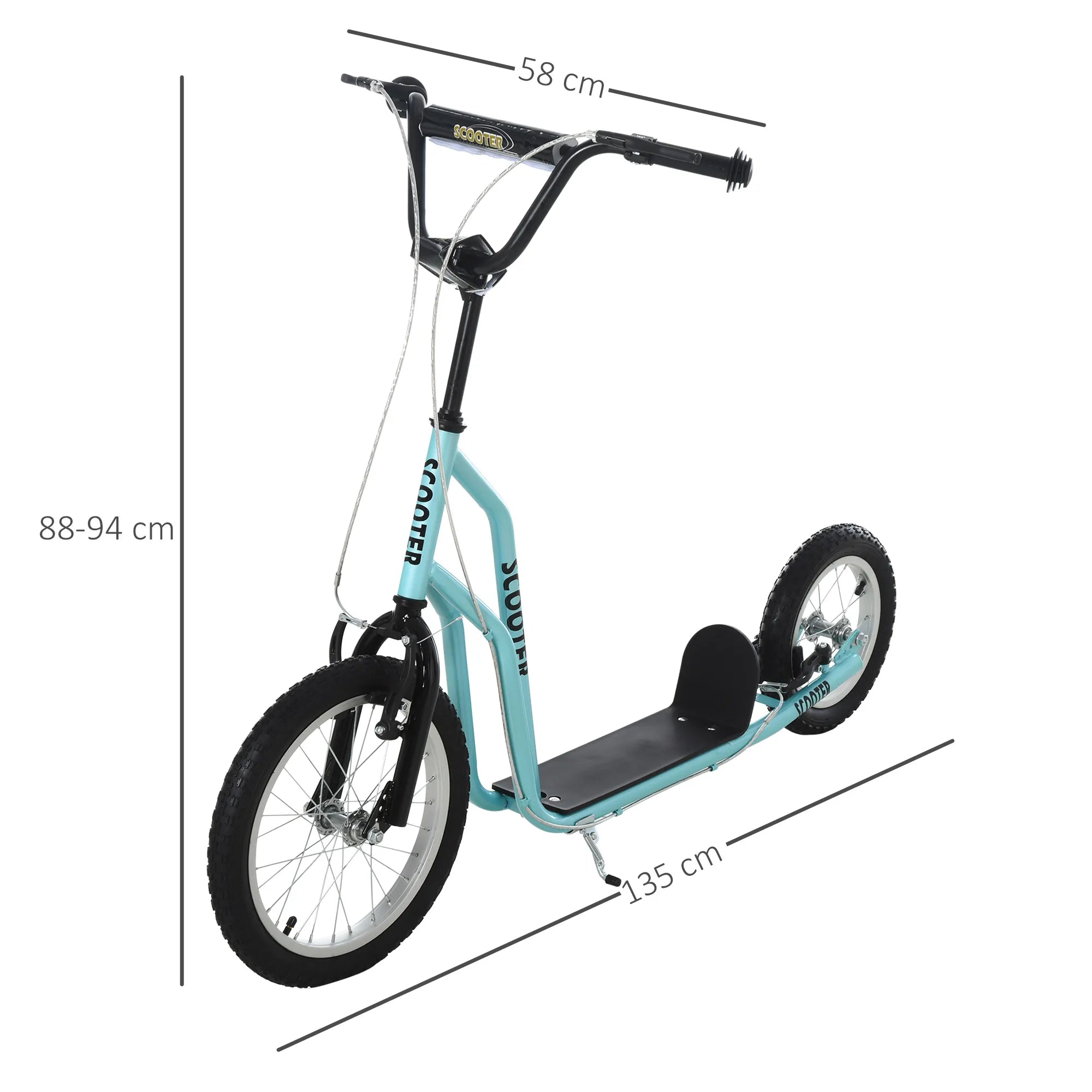 Vaikų paspirtukas nuo 5 metų Scooter Tretroller Cityroller Vaikų paspirtukas Kickboard su pneumatinėmis padangomis 16/12 colių Mėlynas 135 x 58 x 88-94 cm