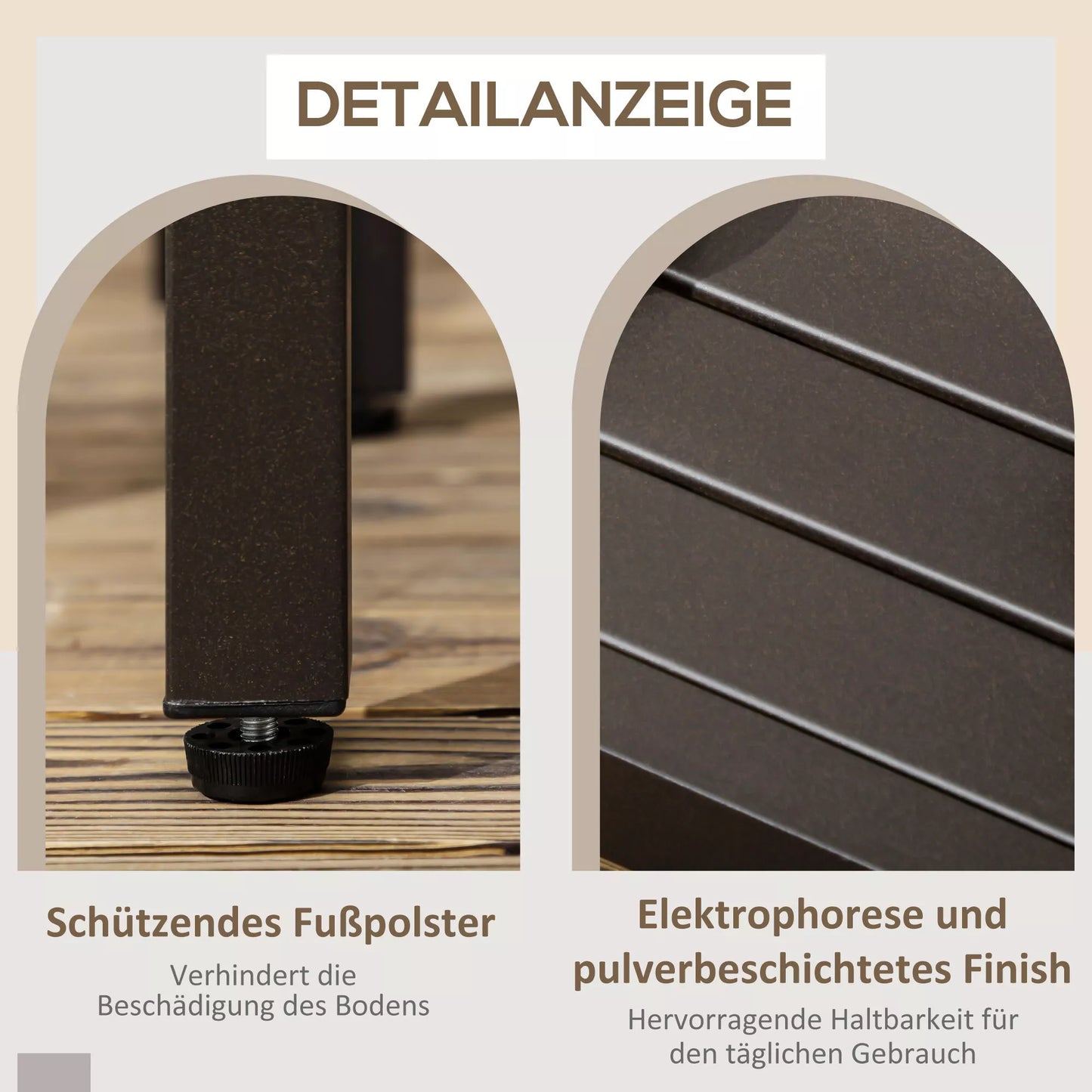 Sodo stalas, pagalbinis staliukas, plieno rėmas, rudas, 91 x 51 x 46 cm