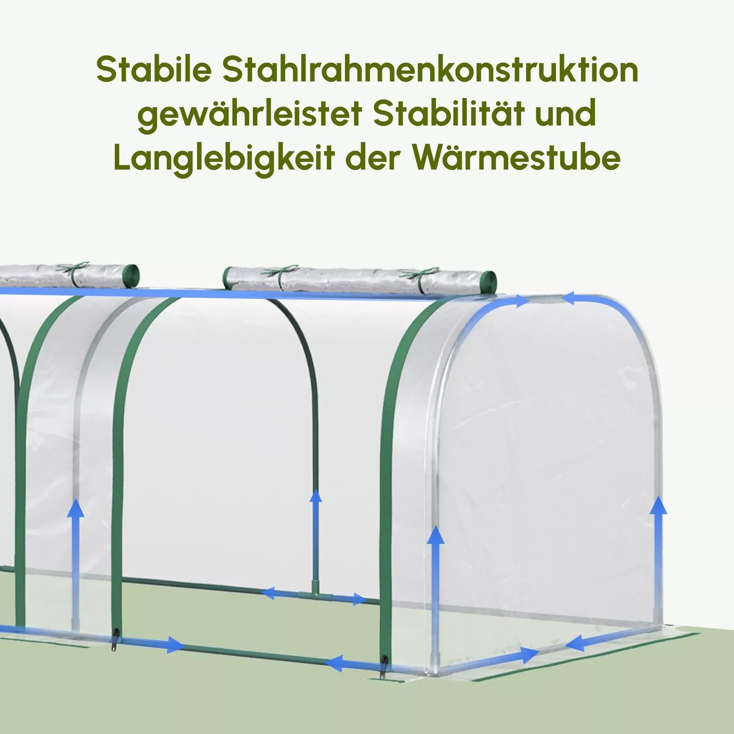 Plėvelinis šiltnamis, trys ruliojamos durys, plieninis rėmas, skaidrus, 295 x 100 x 80 cm