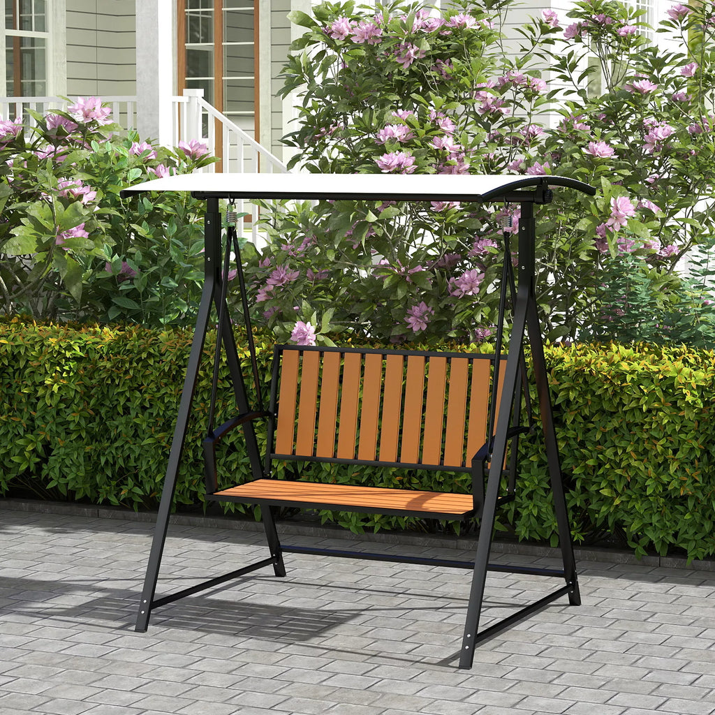 Lauko, sodo  sūpynės su reguliuojamu stogu nuo saulės, 2 vietos sodo sūpynės 142 x 112 x 162 cm, juodos spalvos