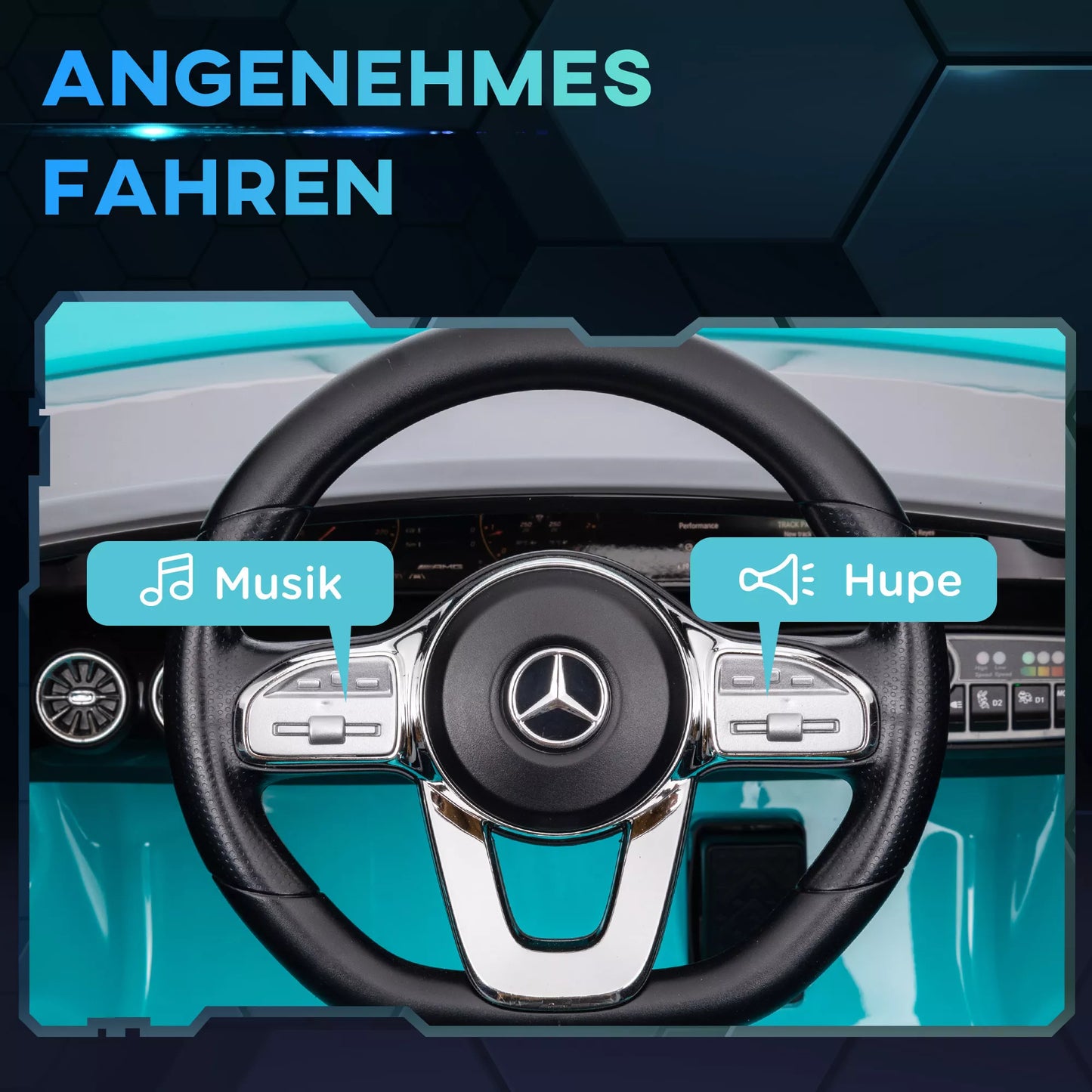 Elektrinis automobilis vaikams, valdomas nuotoliniu pultu, su transportavimo ratukais, LED žibintais, garsiniu signalu, skirtas vaikams nuo 3 iki 6 metų, šviesiai mėlynas