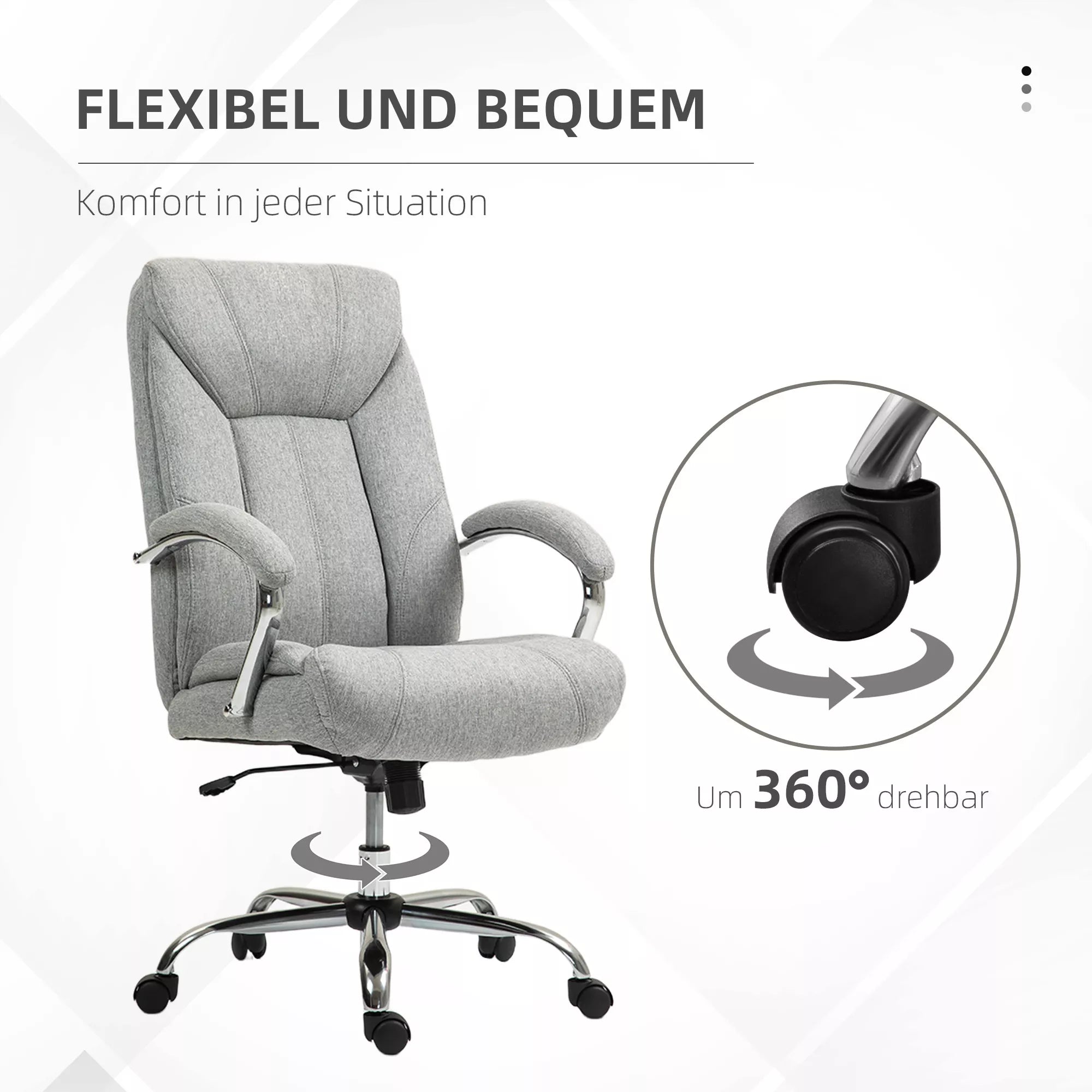 Ergonomiška pilka biuro kėdė su aukštu atlošu, kvėpuojančiu apmušalu ir reguliuojamu aukščiu