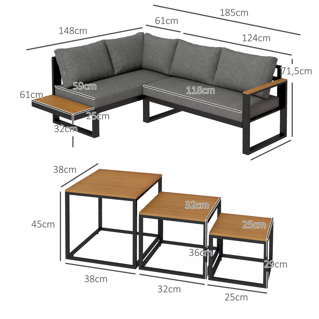 Lauko baldų komplektas 5 dalių poilsio baldų komplektas, 148 cm x 61 cm x 71,5 cm, pilkos + natūralios spalvos