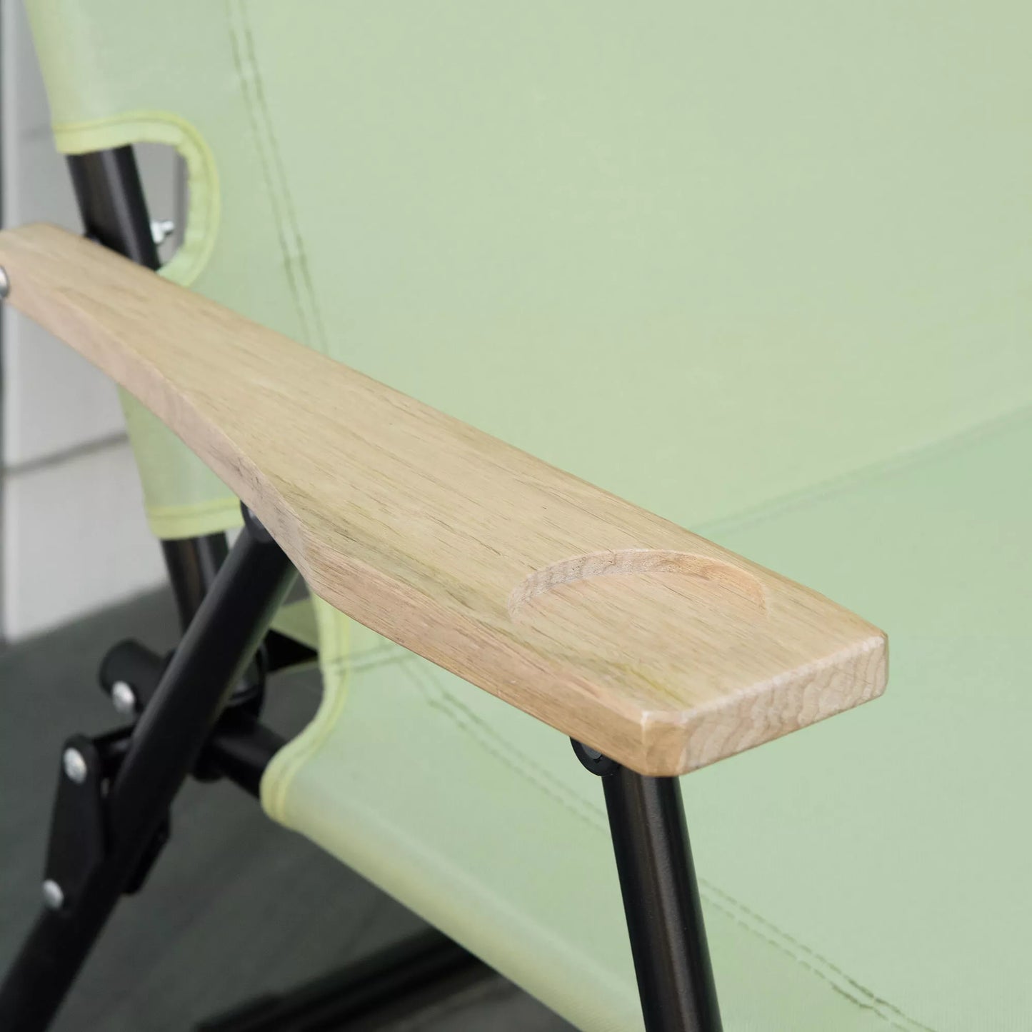 Dvivietė sulankstoma kempingo kėdė su puodelių laikikliu, 141 x 67 x 80 cm, žalia