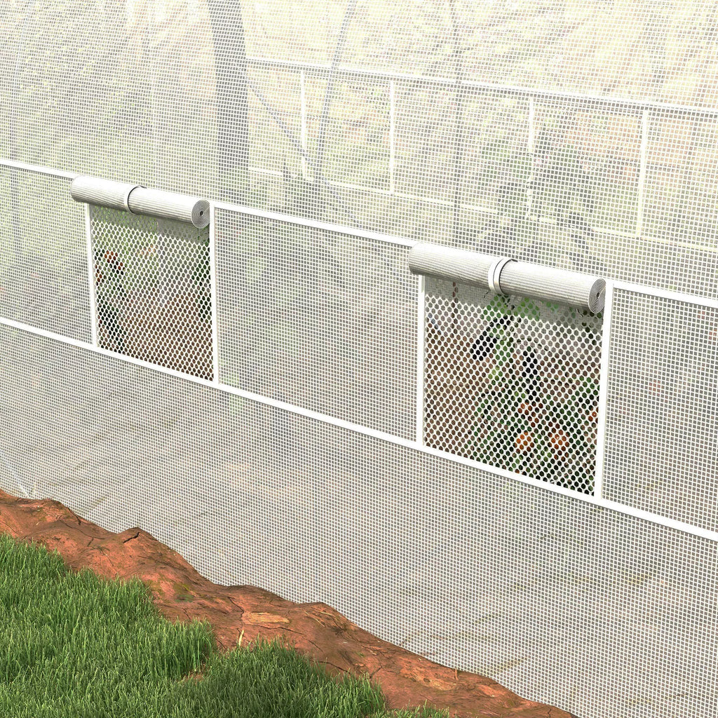 Tunelinis šiltnamis, šiltnamis, užtrauktukinės durys, tinkliniai langai, metalinis rėmas, 3,5 x 2 x 2 m, baltas