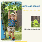 3-in-1 supynės rinkinys, žaidimų palapinė, supynės, gimnastikos žiedai, metalas, plastikas, žalia spalva