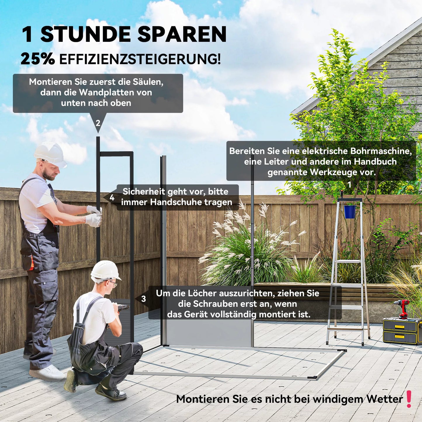 1,9 x 1,9 m sodo ir įrankių namelis iš plastiko, su užrakinamomis durimis, 2 ventiliacijos angomis, šviesiai pilkas